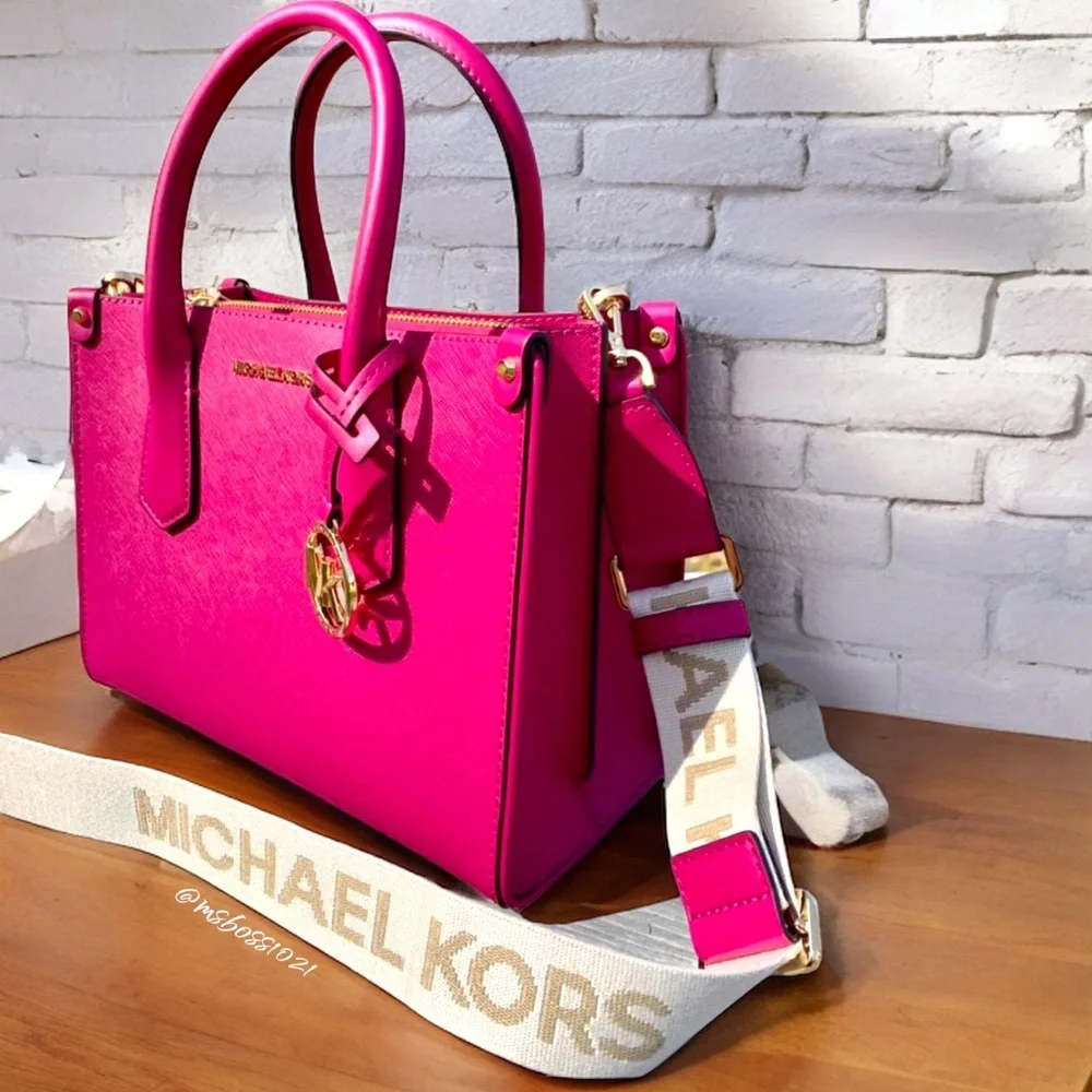 Michael Kors Maple Small Satchel in Deep Fuchsia NWT - Picture 7 of 13
